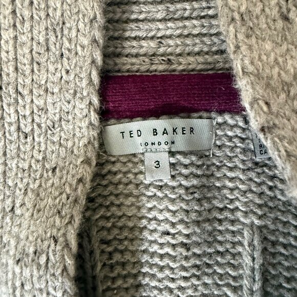 Ted Baker men's wool cardigan - grey size 3 (Medium) - Picture 3 of 3